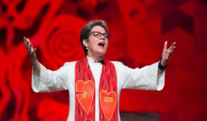 Bishop Sally Dyck at 2016 General Conference in Portland. Photo by Mike DuBose, UMNS.
